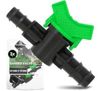 Instalguru 3X Vanne À Sphère Tuyau PE 20x16 mm Robinet D'arrêt Irrigation Goutte À Goutte Soupape De Réglage Raccord Arrosage Jardin Interrupteur Eau Noir