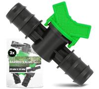 Instalguru 3X Vanne À Sphère Tuyau PE 25x25 mm Robinet D'arrêt Irrigation Goutte À Goutte Soupape De Réglage Raccord Arrosage Jardin Interrupteur Eau Noir