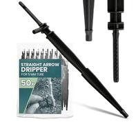 Instalguru 50x Goutteur Micro-Irrigation Droit 5 mm Émetteur Arrosage Automatique Micro-Drip Système Jardin Serre Plantes Pots Fleurs Kit Distribution Eau Tuyau Capillaire Noir