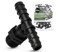 Instalguru 50x Raccord Té PE 20x1/2''x20 mm Connecteur Tuyau Arrosage Goutte À Goutte Jonction Système Irrigation Jardin Accessoire Plomberie Manchon Union Tube Polyéthylène Eau Potager