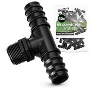 Instalguru 50x Raccord Té PE 25x3/4''x25 mm Connecteur Tuyau Arrosage Goutte À Goutte Jonction Système Irrigation Jardin Accessoire Plomberie Manchon Union Tube Polyéthylène Eau Potager