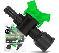 Instalguru 5X Vanne À Sphère Tuyau PE 16 mm x 1/2'' Filetage Femelle Robinet D'arrêt Irrigation Goutte À Goutte Soupape De Réglage Raccord Arrosage Jardin Interrupteur Eau Noir