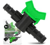 Instalguru 5X Vanne À Sphère Tuyau PE 20x16 mm Robinet D'arrêt Irrigation Goutte À Goutte Soupape De Réglage Raccord Arrosage Jardin Interrupteur Eau Noir