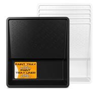 Instalguru Bac À Peinture en Plastique 25x33 cm avec 5 Inserts Jetables Plateau À Rouleau pour Peinture Murale Laque Vernis Travaux Intérieurs Décoration Maison