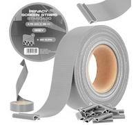 Instalguru Brise-Vue Occultant 4,75 cm x 35 m Bande Film Clôture Jardin Balcon Double Fil Barreaux 20 Clips Fixation Protection Solaire Contre Vent Intempéries Rouleau