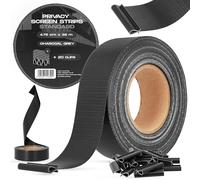 Instalguru Brise-Vue Occultant 4,75 cm x 35 m Bande Film Clôture Jardin Balcon Double Fil Barreaux 20 Clips Fixation Protection Solaire Contre Vent Intempéries Rouleau
