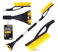 Instalguru Grattoir À Glace avec Balai À Neige Télescopique Brosse À Rafraîchir Neige 89-117 Cm pour Voiture avec Balai Ajustables Manche Extensible Ergonomique pour Pare-Brise