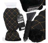 Instalguru Grattoir Voiture Neige Glace 25 Cm Raclette Antigivre Gant Doublé Chaud Fourrure Protection Contre Le Froid Noir Hiver Pare-Brise Déneigement Antigel