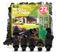 Instalguru Kit Connexion Arrosage Goutte À Goutte Raccord PE QJ Connecteur Coude Té Bouchon Finition Vanne Arrêt Tuyau Micro-Drip Système Irrigation Jardinage Potager