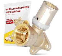 Instalguru Raccord À Sertir Coudé PEX 20x3/4 Pouce Filetage Femelle Platine Murale Laiton Plomberie Chauffage Eau Potable Tuyauterie Sanitaire Connexion Chromé