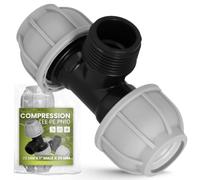 Instalguru Raccord Té Tube PE 25x1'' Mâle PN10 Connecteur Eau Jardin