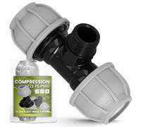 Instalguru Raccord Té Tube PE 25x3/4'' Mâle PN10 Connecteur Eau Jardin