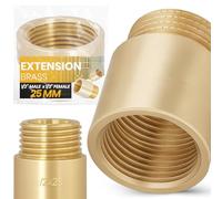 Instalguru Rallonge Laiton de Robinet Tuyau 1/2’’ Filetage Femelle/Mâle 25 mm Raccord Extension Adaptateur Accessoire Robinetterie Douche Prolongateur Plomberie