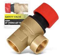 Instalguru Soupape De Sécurité 1/2'' Pouce Filetage Femelle 4 Bar Surpression Raccord Chaudière Fontaine Eau Potable Corps Laiton Membrane EPDM Installations Chauffage