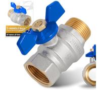 Instalguru Vanne Sphère Papillon 1/2'' Filetage Femelle/Mâle Aluminium Corps Laiton Nickelé 30 Bar Étanchéité PTFE Eau Potable Chauffage Installation Valve Robinet