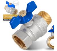 Instalguru Vanne Sphère Papillon 3/4'' Femelle/Mâle Femelle Aluminium Corps Laiton Nickelé 30 Bar Étanchéité PTFE Eau Potable Chauffage Installation Valve Robinet