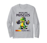 Installation de Muscles drôles et Mignons Dinosaures, entraînement, Gym, Fitness Manche Longue