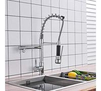 Installation de terrasse chromée printemps 360 ° Rotation de douche de cuisine robinet Crane Hot and Cold 2 Water Spring Kitchen Tap Saif Mixer Robinets de maison