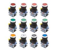 Installation Hole 22mm Flat Push Button Momentary/Maintained Red Green Yellow White Blue Black LA38A-11BN LA38-11BNZS NWPNLXEA(Gelb,Self locking)