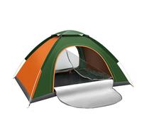 Installation Instantanée en 3 Secondes Tente Pop-up for À 4 Personnes - Double Porte, Imperméable Et Protection UV, Abri De Camping Familial(Green-Orange)