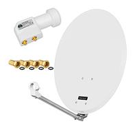 Installation satellite numérique 60 cm, tête lNB quad creux en aluminium 4 sorties réception de la tNT s/s2 full hD 3D 4 k ultra hD (uHD) signaux de fiches gratuites