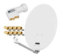 Installation Satellite numérique 60 cm, tête lNB Quad Creux en Aluminium 4 Sorties réception de la TNT s/s2 Full HD 3D 4 k Ultra HD (uHD) signaux de fiches gratuites