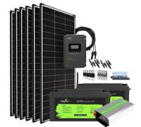 Installation solaire 1200W 24V 200Ah - Puissance 3000W AC - LiFePO4 Autark...