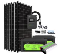 Installation solaire 1200W 24V 200Ah - Puissance 3000W AC - LiFePO4 Autark Pr...