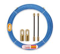 InstalPlace Guide passe-câble polyester triple interch. bleu Ø6 mm 30 m | Tressé, effet mémoire minimal ; rigide en ligne droite, flexible en courbe ; embouts interchangeables ; 4 accessoires