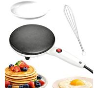 Instant 8" Electric Crepe Maker Quick Heat, Fully Automatic Pancakes Pan, Electric Maker Nonstick Crepe Pan with Auto Temperature Control, Comfortable Long Handle, Even Heating (White)