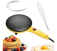 Instant 8" Electric Crepe Maker Quick Heat, Fully Automatic Pancakes Pan, Electric Maker Nonstick Crepe Pan with Auto Temperature Control, Comfortable Long Handle, Even Heating (Yellow)