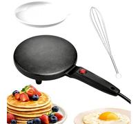 Instant 8" Electric Crepe Maker Quick Heat, Fully Automatic Pancakes Pan, Electric Maker Nonstick Crepe Pan with Auto Temperature Control, Comfortable Long Handle, Even Heating (Black)