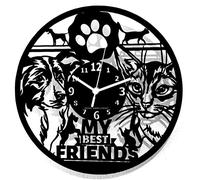 Instant Karma Clocks | Horloge Murale Animaux Chat et Chien | Mouvement Silencieux à Quartz | Décoration Originale pour Amis des Animaux