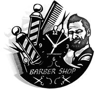 Instant Karma Clocks Barber Shop - Horloge Murale Barbe Coiffure Salon Beauté Idée Cadeau Design Moderne pour Cheveux 30 cm Noir