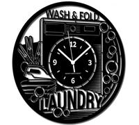 Instant Karma Clocks | Horloge Murale | Blanchisserie | Machine à Laver | Chambre pour Le Linge | Chiffons | Équipement Boutique Lave-Linge