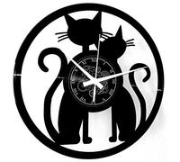 Instant Karma Clocks | Horloge Murale Couple de Chats | Mécanisme à Quartz Silencieux | Idée Cadeau pour Cuisine, Chambre, Salon