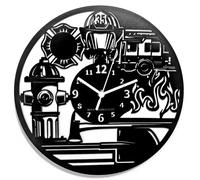 Instant Karma Clocks | Horloge Murale | Design Caserne des Pompiers | Silhouette Pompiers | 30 cm, Décoratif