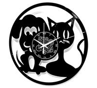 Instant Karma Clocks | Horloge Murale Design Chien Chat Complicité Animaux Adorables Silhouette Maison Famille | Mouvement à Quartz Silencieux | Idée Cadeau pour Salon, Chambre, Cuisine