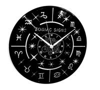 Instant Karma Clocks | Horloge Murale Design Signes du Zodiaque Astrologie ésotérisme décoration Murale | Mouvement à Quartz Silencieux | Idée Cadeau pour Salon, Chambre, Cuisine