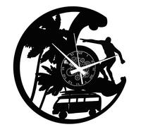 Instant Karma Clocks | Horloge Murale Design Surf Plage Vague Palmiers Van Rétro Océan Déco Bord de Mer | Mouvement à Quartz Silencieux | Idée Cadeau pour Salon, Chambre, Cuisine