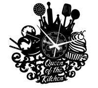 Instant Karma Clocks Horloge Murale en Vinyle Chef Maison Queen of The Kitchen Idée Cadeau