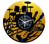 Instant Karma Clocks Horloge Murale en Vinyle Double Couleur Dorée, Guitare Clavier Batterie Musicien Musique Vintage Idee Cadeau
