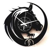 Instant Karma Clocks Horloge Murale en Vinyle Équitation Cheval Amoureux des Chevaux Dessin Original