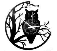 Instant Karma Clocks Horloge Murale en Vinyle Hibou Garçons Fille Décoration pour Cuisine Salon Sagesse Oiseau Gothique Nuit Animal Thème