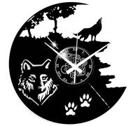 Instant Karma Clocks | Horloge Murale Loup Forêt Nature | Silencieuse à Quartz | Décoration Animaux Sauvages | Cadeau Original