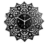 Instant Karma Clocks Horloge Murale Mandala Fleurs Artwork Motif Décoratif Chakra Art Idée Cadeau Zen 30 cm Noir