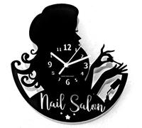 Instant Karma Clocks Horloge Murale Salon de Beauté Boutique Esthéticien Manucure Vernis à Ongles Noir Bois 30 cm