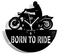 Instant Karma Clocks | Horloge Murale Moto Custom Biker Vintage | Décoration Originale pour Motards | Idée Cadeau Unique pour Passionnés de Moto (Bois-Noir)