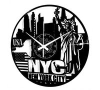 Instant Karma Clocks | Horloge Murale New York City avec Statue de la Liberté et Skyline | Déco Murale Urbaine Contemporaine | Mouvement Silencieux | Idée Cadeau Moderne