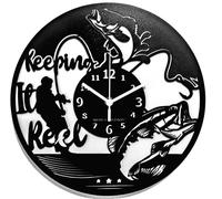 Instant Karma Clocks | Horloge Murale Pêcheur | Mouvement Silencieux à Quartz | Décoration Originale pour Amateurs de Pêche